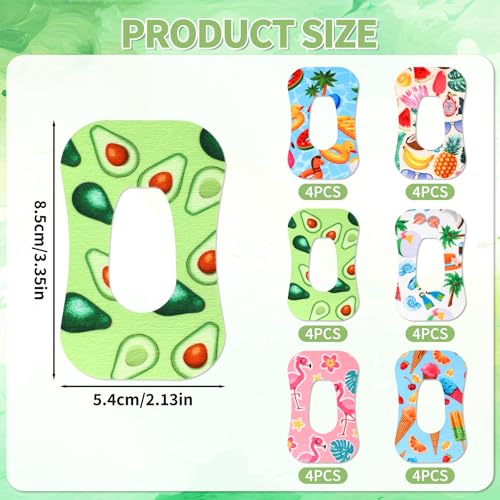 24 st Waterdichte Hel Patches voor Dexcom G6, ademende sensorbeschermer huid Vriendelijk Sweatproof Universele sensor bescherming Stickers (6 leuke zomer ontwerpen)