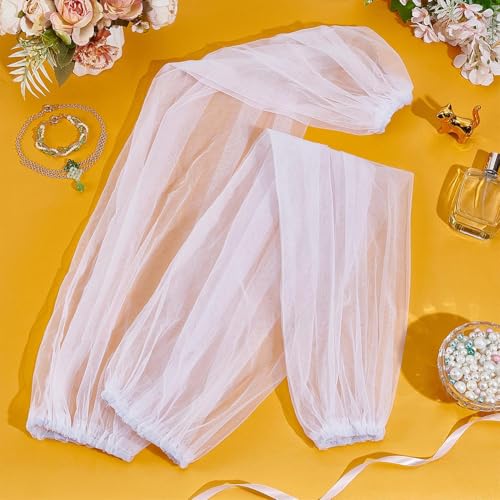 Afneembare mouwen voor bruiloft, lange tule sleeves, afneembare puff sleeves voor bruidsjurk, bruid, arm accessoires 4