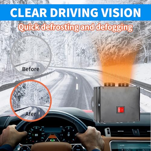 Auto Defogger Defogger, 12V 400W-600W Heizung 2 Loch Winter Schnellheizung Windschutzscheidbe Frost Entfernen Geräuscharm 5