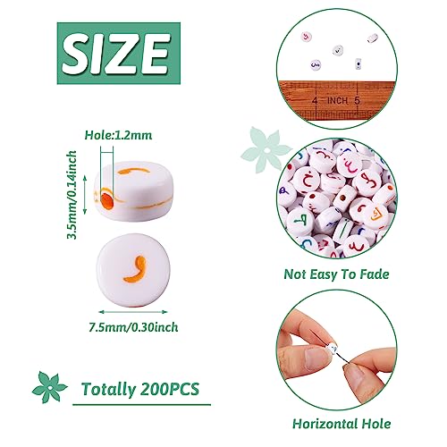 200 st Acryl Arabische alfabet kralen Gemengde kleur 7mm Platte Ronde Acryl Spacer Losse kralen voor sieraden kralen het maken van kunst Ambacht Weven DIY armbanden, Willekeurige gemengde kralen 3
