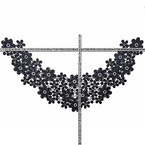 Geborduurde bloemenbloesem kant kraag appliqué, borduurwerk kant borduurwerk gehaakte kant patch kant motief applique kraag voor naaien handwerk kostuum bruidsjurk decoratie roze A 3