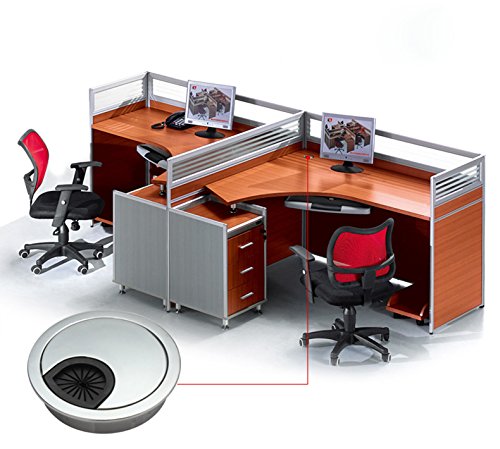2x Metal Ronde Computer Bureau Transit Kabelgathoezen voor het beheer van kantoor- en computerapparatuur Bureau, Hole Dia 80mm 5