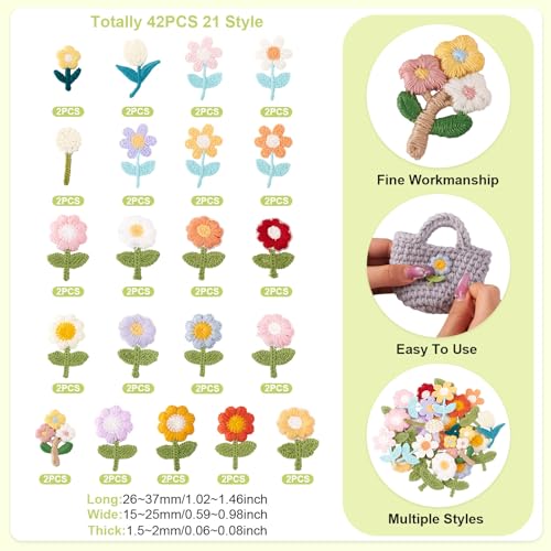 42 stuks bloemen borduurwerk patches mooie diverse bloemen naaien op patch 21 stijl bloemen kostuum accessoires applications voor hoeden schoenen shirts jassen rugzakken 4