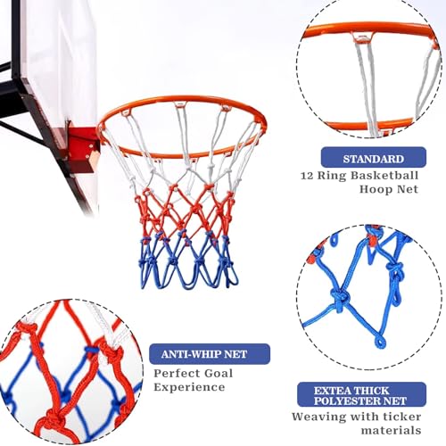Verpakking van 2 Basketball Net Weerbestendig Standaard Grootte Nylon Basketbal Basket voor Standaard Grootte Basketbal Basket Net voor Basketbal Basket Outdoor Basketbal Basket 3