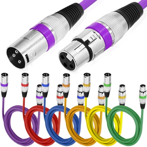 Gekleurde microfoonkabel, XLR naar XLR, Symmetrisch afgeschermde Patch Cord, MIC, 3-Pin XLR Plug naar Plug, Audio Console (6 stuks, 1 meter)