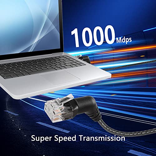 Cat6a Ethernet Kabel 360 graden Rechthoekige 10 Gbit/s Hoge snelheid LAN Kabel voor Router, Modem, PC, Switch, Hub, Laptop (1m) 5