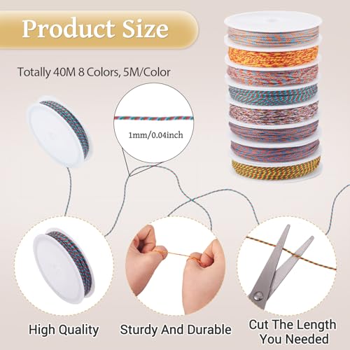 40m Polyester Macrame Cords 1mm gevlochten koord kralen Twisted Wires met Spool voor armband oorbellen ketting sieraden Charms DIY Sieraden ambachten maken 3