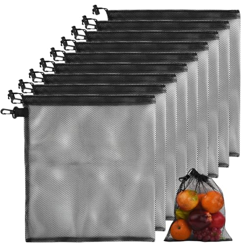 10 stuks Black Mesh koord Tassen Nylon Stof koord Bag Golf Ball Net Bag Schoen Bag Wasserij Bag Opslag Bag Strand Speelgoed Basketbal Voetbal, l, vakantie