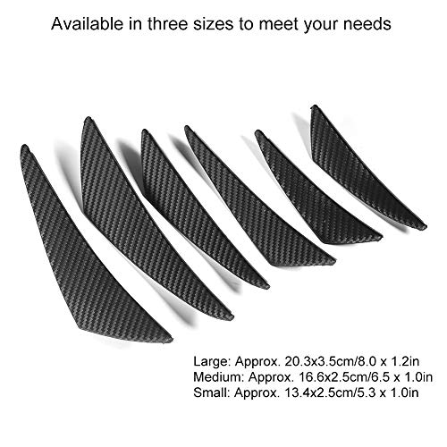 Splittervinnen, 6 stuks Carbon Fiber Texture Car Front Bumper Lip Splitter Fin Canard Splitter Diffuser Valence Body Spoiler Kit