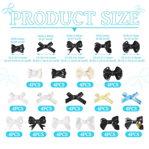 60 st Bow Acryl kralen zwart wit Bow esthetische armband kralen diverse ambachten kralen Bulk voor ketting oorbellen sieraden maken 3