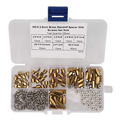 180 st M2/2.5/3 Stand-off Set 1-Way Carbon Steel Nuts Fasteners Assortiment Kits met Box Fasteners voor Electronics Industry(M2.5)