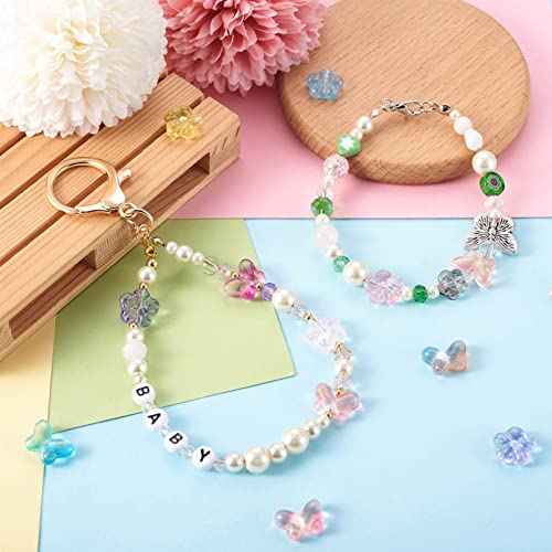 80 st Bloem Vlinder Glazen Kralen - Transparante Crystal Plum Blossom Spacer Kralen voor armband oorbellen DIY zomer ambachten sieraden maken