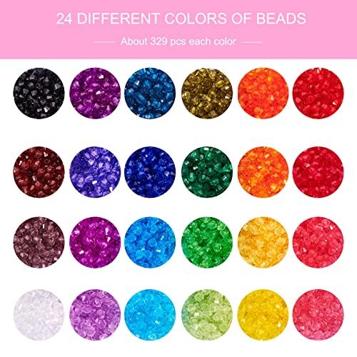 7896 Stuks Facet Bicone kristal kralen 4mm 24 Kleuren Transparante acryl Ambacht Kralen Kleurrijke Spacer Charm kralen voor DIY ketting armband sieraden maken 3