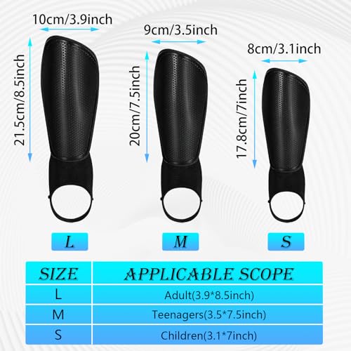 Voetbal Shin Guards voor kinderen Volwassenen S-L, Small Black Shin Guards met Kalf en Enkelbescherming, Non-Slip verstelbare Shin Guards, Football Equipment voor jongens