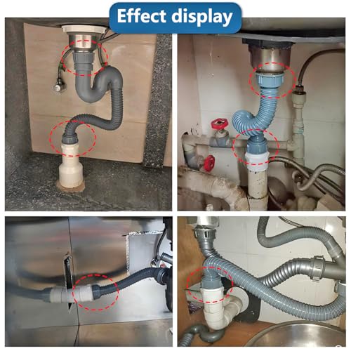 1 stuk gootsteen afvoer leiding connector, 56mm vrouwelijke draad pijp schroef verbinding met afdichting en Ø 40mm stopper 5