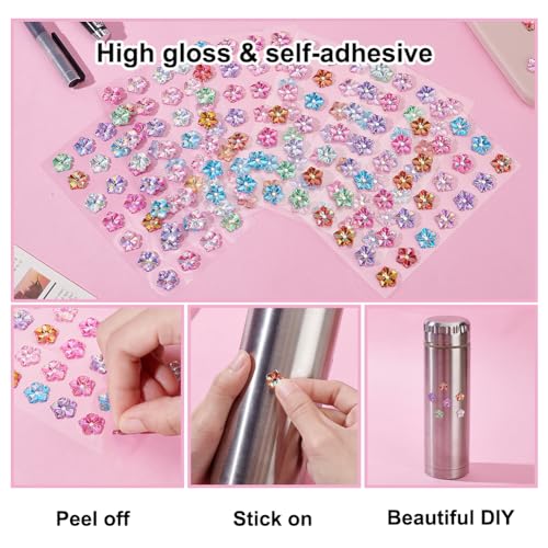 448 stuks edelstenen stickers, 16 vellen 3D acryl edelsteen stickers bloem strass stickers glanzende zelfklevende stok op steentjes voor album scrapbooking nuttigen make-up versieringen 4