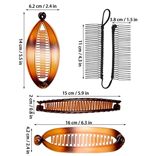 8 stuks bananen Haarklemmen Kit, Portable Clinker Combs, Large Vintage Banana Clips Comb Tool, Double Comb Clips Set Inclusief 4 verschillende stijlen, Totaal 8 stuks (Assorted Color) 5