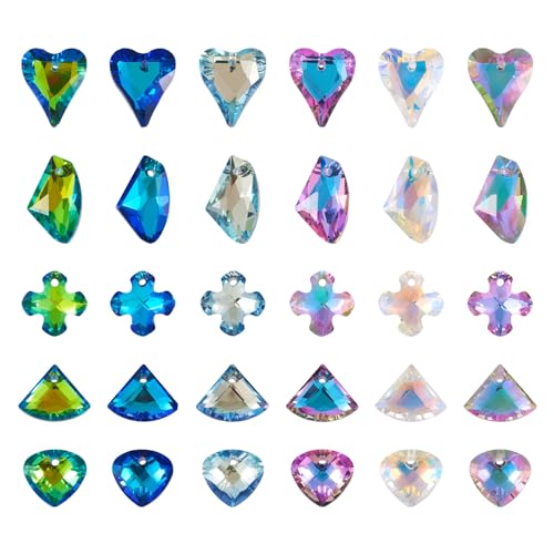 Gegalvaniseerd glas Charm Hangers, Facet Crystal Glas Dangle Charms kralen voor DIY ketting armband oorbellen sieraden maken sleutelhanger ambachten