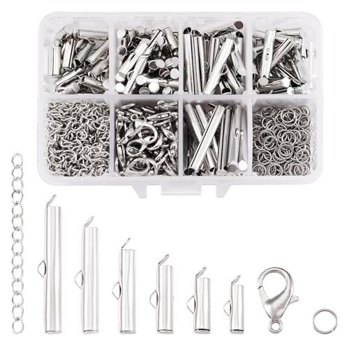 Iron Slide On End Tube sluitingen met 70 st Twist Extender Kettingen, 240 st. Legering Kreeft Klauwsluitingen voor sieraden maken