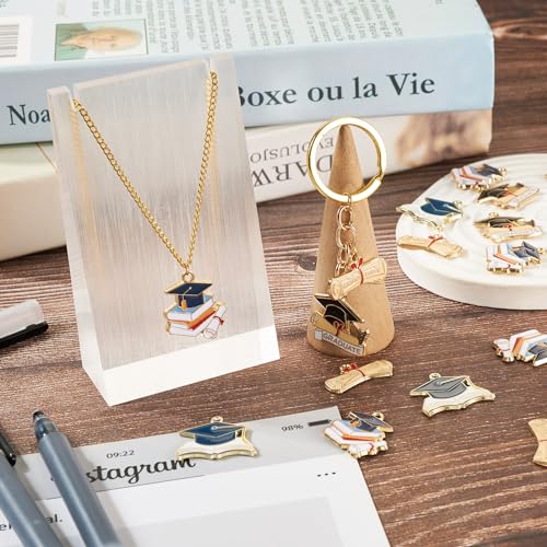 16 st. Afstuderen Email Charms Afstuderen Cap Diploma boek hangers Legering Teacher Hangen Ornament voor sieraden Craft Ketting Keychain armband DIY Vrouwen, Metaal Emaill, Geen edelsteen