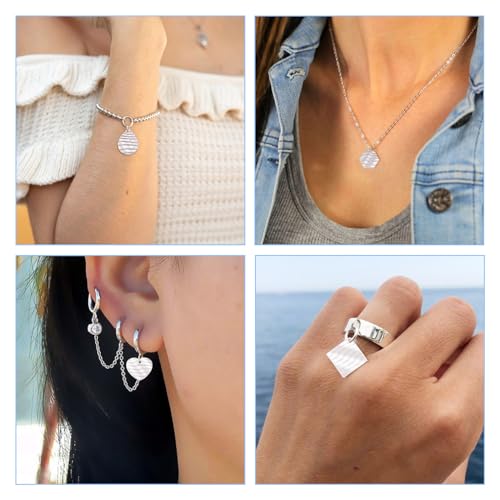 48 st Roestvrij stalen bedeltjes Heart Star Tear Drop Hangers Flat Ronde metalen bengelen bedels voor ketting Vrouwen oorbellen ambachtelijke sieraden maken DIY haarspeld decoratie,, roestvrij staal, Nee 3