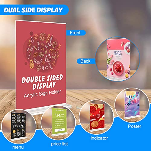 A6 Acryl Sign Houder, 4 st Acryl Poster Menuhouder Double Sided Display Stand T-Shape duidelijk tafelmenuhouders Plastic Sign Houders voor Restaurant, Bruiloft, Hotel, Promoties, Foto 5