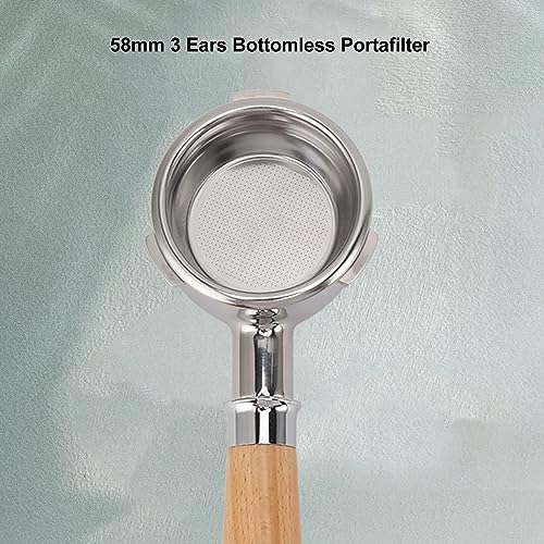 58mm Bodemloze Koffie Filter houder, Beker Filter mand Portafilte, 3 oor roestvrij staal Koffie Filter houder Solid Wood Handvat voor Barsetto Koffiezetapparaat (A2 Beukenkleur) Delen van huis 4