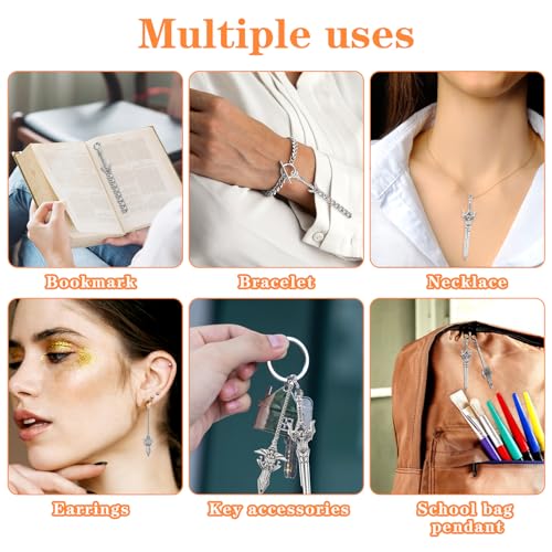 20 st Antieke zwaarden bladwijzers, metalen vintage mes, hanger, zwaard, bladwijzer, zilveren sleutelhanger, Mini oude mes accessoires, geschenken voor boekliefhebbers, DIY 4