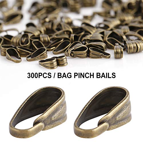 Hanger Clasps, 300Pcs/Bag sieraden het maken van klemmen haken Set hanger Connector Knijp Clips Clasps Snap sieraden bevindingen Legering Bail voor DIY Craft sieraden armband(Bronzen) 3