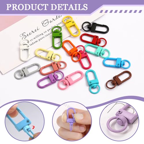 52 st. Kleurrijke Premium Metal Swivel Lobster Claw Clasps Lanyard Swivel Snap Hooks Heavy Duty Metal Lanyard Clips voor Zak Keychains Connector sieraden maken DIY Crafts 4