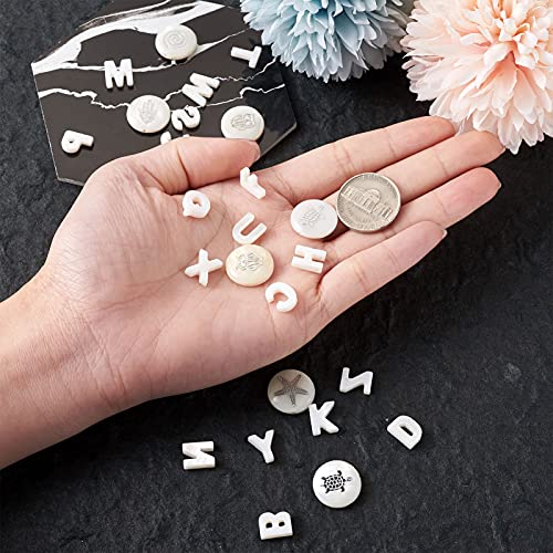 36 st. Shell Letter Kralen Natuurlijke Zoetwater Shell Kralen Alfabet Initial Charm Flat Ronde Starfish Turtle Kralen Top Brilled Kralen voor sieraden maken 5