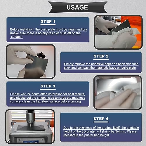 Hars 3D Printerplate Shape, 3D Printer Building Surface, Magnetische flexibele stalen plaat, 150 x 95 mm, 3D Printer Bed, Accessoires voor Elegoo Mars 3 met reinigingsgereedschappen, Kleurfilter 5