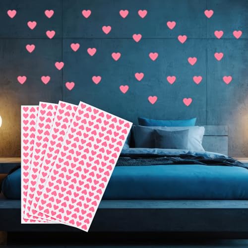 576 stuks Glow in the Dark Heart Stickers, Zelfklevende Glow Heart Sticker Glow in the Dark Wall Stickers Lichte decoratie voor kamer Plafond Decoratie Party verjaardag, Roze