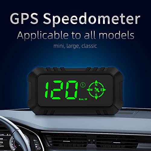 3 Inch Auto HUD Display, Auto Dashboard GPS-snelheidsmeter Kompas schakelen Overspeed Alarm MPH Snelheid vermoeidheid rijden alert reismeter voor de meeste auto's 3