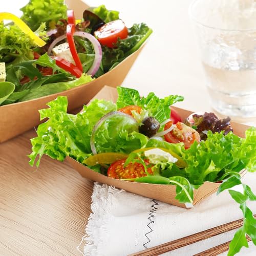 50 stuks Kraft Kartonnen Trays, 16,8x12x5cm Kraft Kartonnen Trays Schepen, Kartonnen Chips Dishes, Currywurst Bowls, Kraft Paper Snack Bowls, voor friet worsten Macarons 5