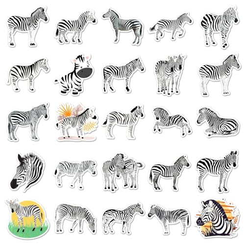 Zebra Stickers voor tieners en volwassenen, 50 stuks, Animal Zebra, Waterdichte Vinyl Sticker Set, Auto, Motorfiets, Fiets, Skateboard, Snowboard, Bagage, Laptop koffer, Helm, Motorfiets 4