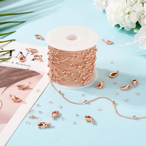 16.4 Voet Satelliet Kettingen Rose Gold kralen ketting gevlochten getwist 1mm ketting met kreeft sluiting Jump Rings voor Craft Ketting Armband DIY Oorhanger sleutelhanger vrouwen 4