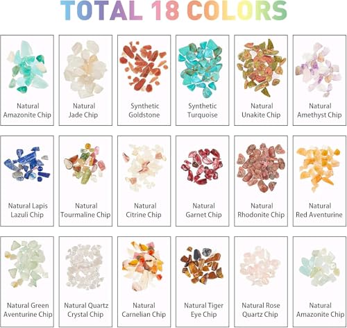 Over 8500Pcs Natuurlijke edelsteen Chips 2-4mm, 18 Styles Ongeboord Mini Crystal Chips Natuurlijke onregelmatige vorm Nugget Loose Stone voor sieraden maken 3