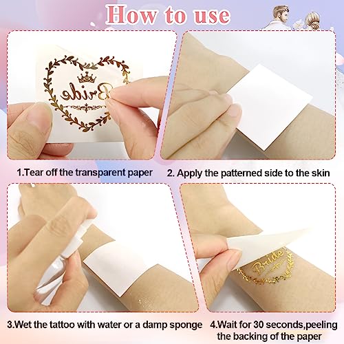Hen Party Tattoos, 18st Team Bruid Tattoos 2st Bruid Tattoo Bachelorette Party Accessoires voor bruiloft hen feest bruids douche decoraties-Gold 3
