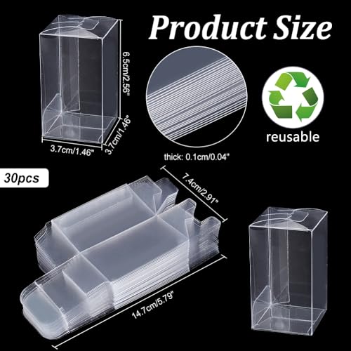 30 st Transparante kunststof PVC doos, 3.8x3.8x6.5cm Clear Cube Cadeauverpakking Dozen Trouwfeest Favor Boxen voor snoep koekjes Cake Chocolade Cadeau en mallen
