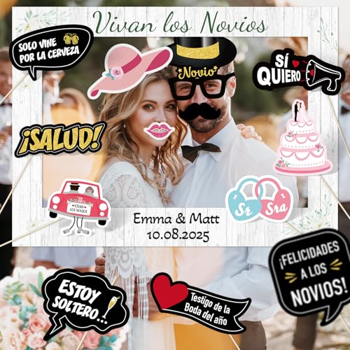 20st foto booth rekwisieten bruiloft 1 stuk frame accessoires rekwisieten in het Spaans 3