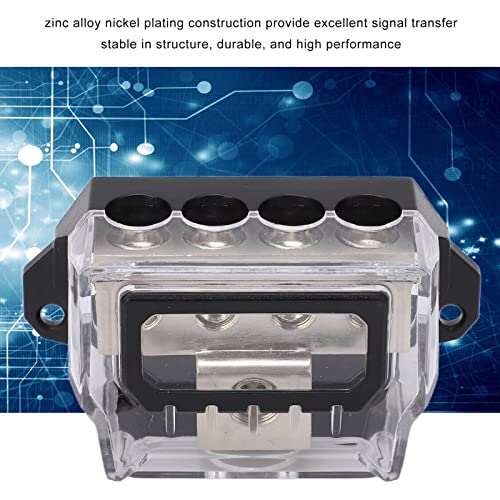 Power Distribution Block, Ground Distribution Blocks 0 Gauge naar 4 Gauge Ground Wire Splitter Audio Distributeur voor auto's boten (Zinc Legering Nickel Plating)