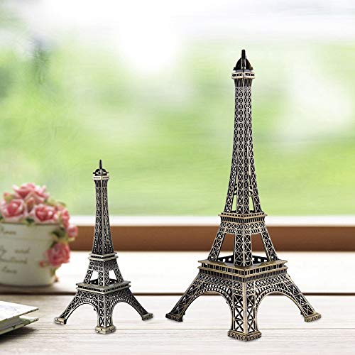 Eiffeltoren architectuur, Antieke brons Parijs Eiffeltoren standbeeld Vintage Legering Model Decoratie(25cm) 5