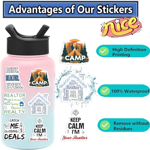 Realtor Sticker Set voor tieners Volwassenen 50 stuks waterdicht Vinyl Sticker Set voor Auto, Motorfiets, Fiets, Skateboard, Snowboard, Bagage, Laptop, Koffer, Helm, Motorfiets, Computer 4