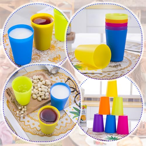 Verpakking van 12 Herbruikbare plastic bekers, Kinderbeker 260 ml, Party Supplies, Kleurrijke Hard Plastic waterglas, 12 kleuren, Regenboog waterglas, Stapelbaar, voor Camping, Barbecue, Reizen 5