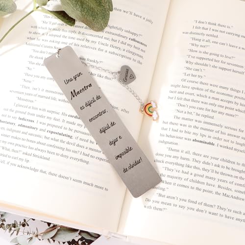 Bladwijzer Spaanse leraar, inscriptie Una Grande Maestra es dificil de encontrar, Dificil de dejar efficible de olvidar 4