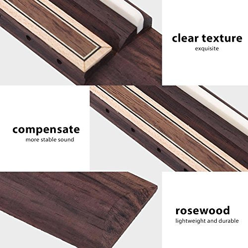 Guitar Bridge Zadel and Nuts Set, Cattle Bone Zadel Rosewood Bridge Nuts Set vervangingsaccessoires