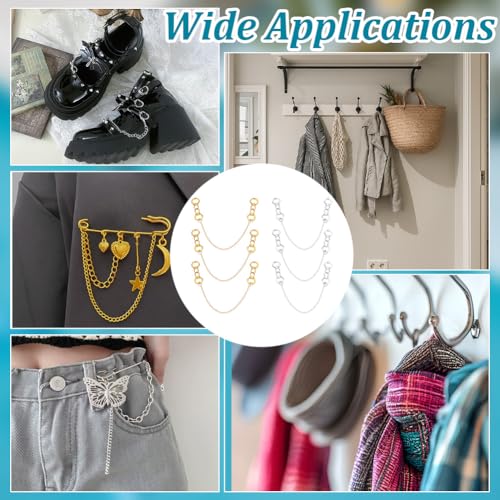20st IJzeren Kettingen voor Hangende Jassen, 168mm Metal Kleding Loops, Hanger Ketting met Legering Kleding Hanger Ringen voor Decoratieve Kleding Accessoires, Platinum en Goud 5