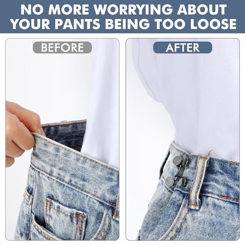 4 Set Waist Richter voor losse broek, 24 stuks Pants Clips to Waist Tight Waist Opwindende Waist Spanninger Geen Naaibare Buckle Extender Set vereist Button Richter Afneembare knoppen