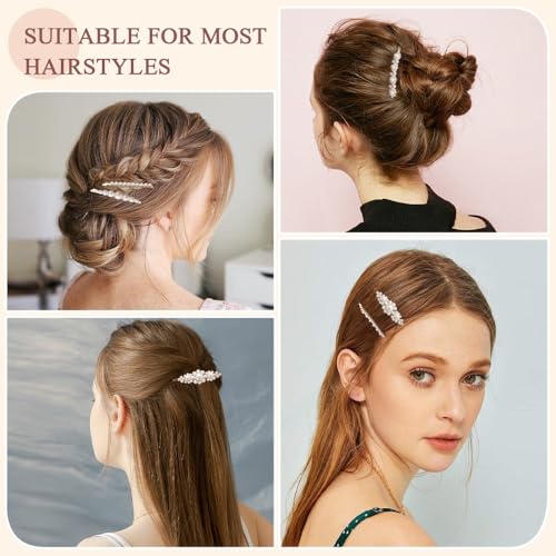 16 Stukjes Pearl Hair Clips Leuke Vintage Hair Clips Mode Decoratieve Accessoires Elegante Pearl Hair Clips en glijbanen Non-Slip Side Clips voor vrouwen meisjes kappers make-up 3